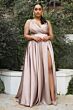 LaDivine BD105 Tie Straps Surplice Bodice Dress
