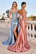 LaDivine BD4002 Surplice Bodice Lace-Up Dress
