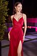 LaDivine BD4002 Surplice Bodice Lace-Up Dress