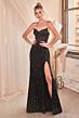 LaDivine C146 High Slit Corset Bodice Dress