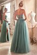 LaDivine C150 Sheer Bodice Tulle Skirt Dress