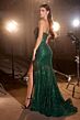 LaDivine C155 Plunging Neck Illusion Dress