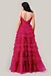 LaDivine C156 Ruched Bodice Ruffle Skirt Dress