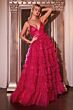 LaDivine C156 Ruched Bodice Ruffle Skirt Dress