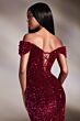 LaDivine CA109 Velvet Sequin Off The Shoulder Dress