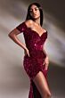 LaDivine CA109 Velvet Sequin Off The Shoulder Dress