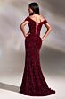 LaDivine CA109 Velvet Sequin Off The Shoulder Dress