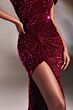 LaDivine CA109 Velvet Sequin Off The Shoulder Dress