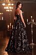 LaDivine CB073 Floral Sequin Plunging Neck Dress