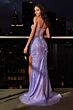 LaDivine CB084 Sheer Corset Sharkbite Slit Dress