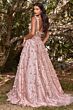 LaDivine CB085 Floral Appliques Plunging Neck Dress