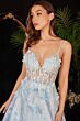 LaDivine CB105 Strappy Back Illusion Bodice Dress