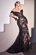 LaDivine CC2164 Floral Glitter Off The Shoulder Dress