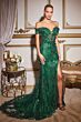 LaDivine CC2164 Floral Glitter Off The Shoulder Dress