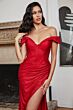LaDivine CC2212 High Slit Off The Shoulder Dress