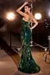 LaDivine CC2292 V-Neck Beaded Sheer Dress