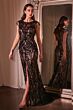 LaDivine CC4007 Cap Sleeve Jewel Neck Dress
