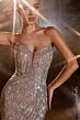 LaDivine CC6018 Lace-Up Back Plunging Neck Dress