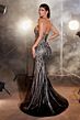 LaDivine CC6018 Lace-Up Back Plunging Neck Dress