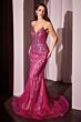 LaDivine CC6018 Lace-Up Back Plunging Neck Dress
