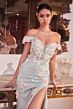 LaDivine CD005 Off-The-Shoulder Floral Applique Dress
