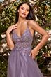 LaDivine CD0154 Strappy Back Lace Bodice Dress