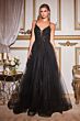 LaDivine CD0154 Strappy Back Lace Bodice Dress