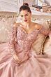 LaDivine CD0172 Long Sleeve Sweetheart Neck Dress