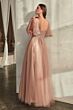 LaDivine CD0175 Butterfly Sleeves V-Neck Dress