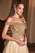 LaDivine CD0177 Glitter Bodice Off The Shoulder Dress