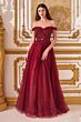 LaDivine CD0177 Glitter Bodice Off The Shoulder Dress