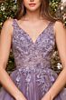 LaDivine CD0181 Floral Bodice Open Back Dress