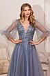LaDivine CD0182 Balloon Sleeve Beaded Bodice Dress