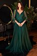 LaDivine CD0182 Balloon Sleeve Beaded Bodice Dress
