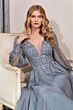 LaDivine CD0183 Embroidered Bodice Bishop Sleeve Dress