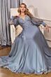 LaDivine CD0183 Embroidered Bodice Bishop Sleeve Dress