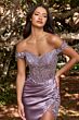 LaDivine CD0186 Lace Corset High Slit Dress
