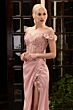 LaDivine CD0186 Lace Corset High Slit Dress