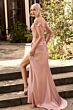 LaDivine CD0186 Lace Corset High Slit Dress