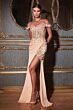 LaDivine CD0186 Lace Corset High Slit Dress