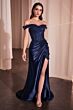 LaDivine CD0186 Lace Corset High Slit Dress