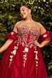 LaDivine CD0191C Detached Sleeves Corset Plus Size Dress