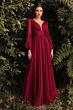 LaDivine CD0192 V-Neck Ruched Bodice Dress