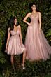LaDivine CD0195 Sheer Bodice Open Back Dress