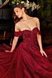 LaDivine CD0198 Off The Shoulder Glitter Dress