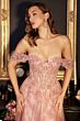 LaDivine CD0198 Off The Shoulder Glitter Dress