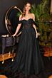 LaDivine CD0198 Off The Shoulder Glitter Dress