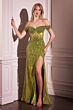 LaDivine CD0203 Off The Shoulder Glitter Dress