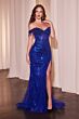 LaDivine CD0203 Off The Shoulder Glitter Dress
