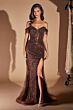 LaDivine CD0203 Off The Shoulder Glitter Dress